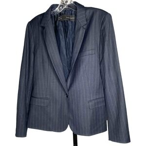 Zara Basic Women's Navy Blue pinstripe Blazer Jacket Size Large corpcore career‎